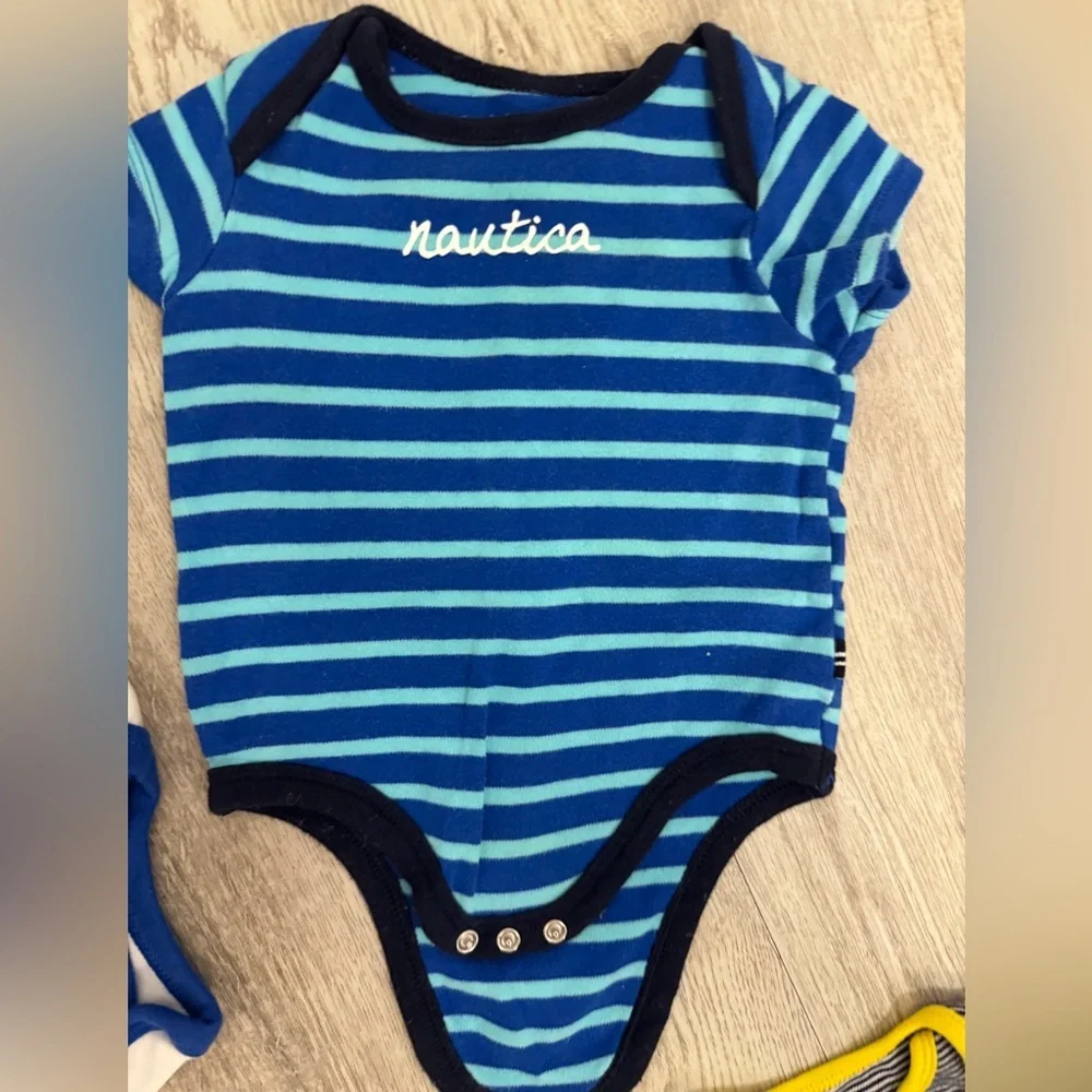 Nautical Themed Kids Onesies Set - Blue, White, Yellow